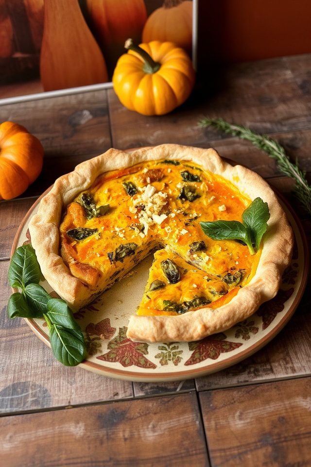 squash and spinach quiche