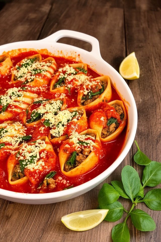 steak and spinach shells