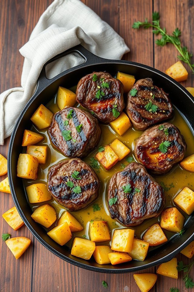 steak bites with potatoes