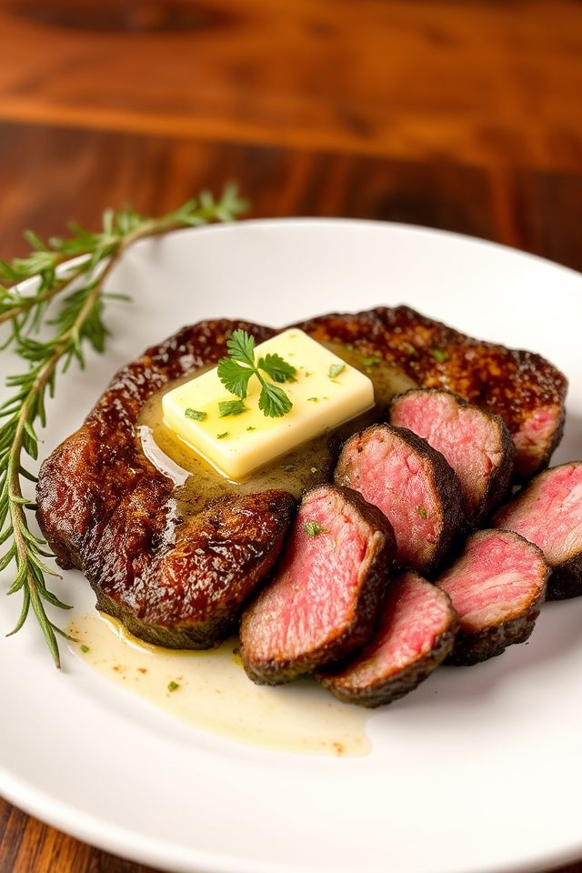 steak cooked in garlic
