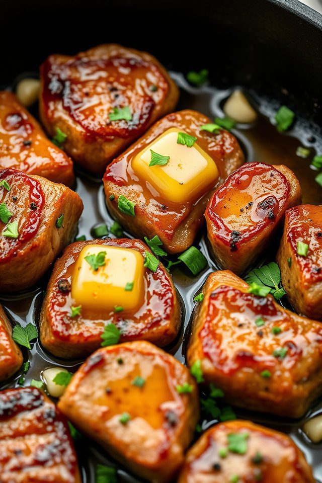 steak cooked in garlic