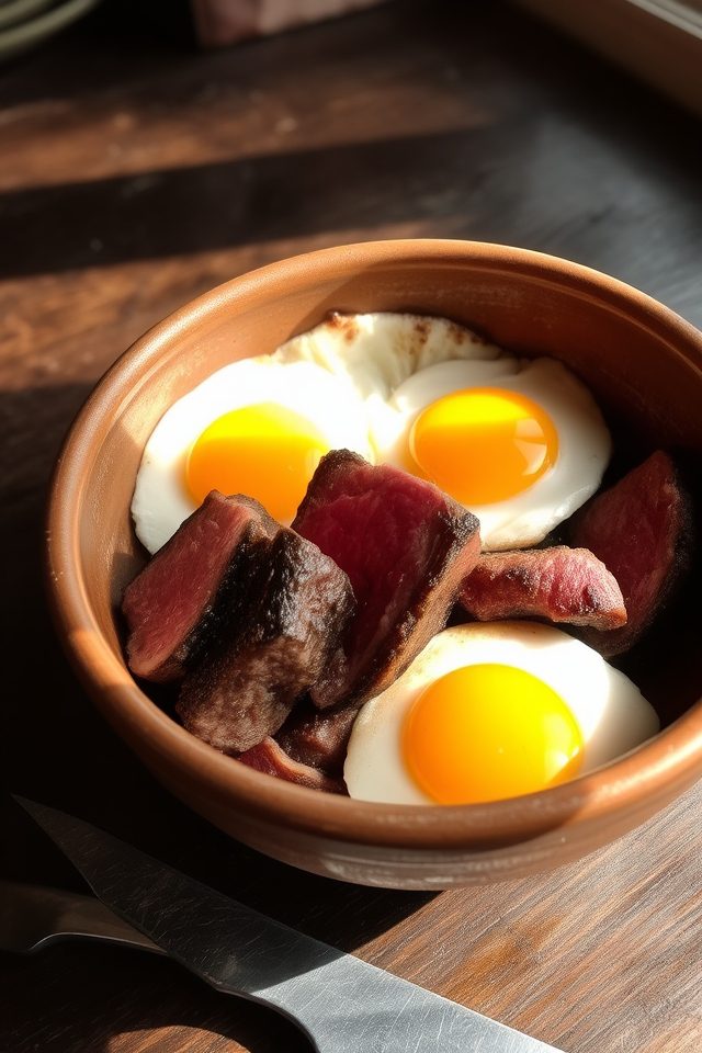 steak eggs protein breakfast