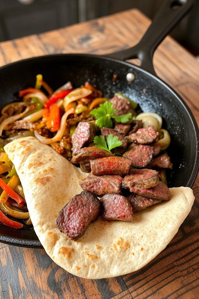 steak fajitas with onions