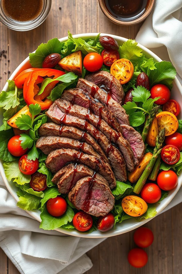 steak roasted veggie salad