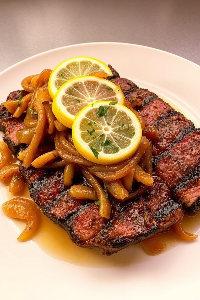 steak with caramelized onions