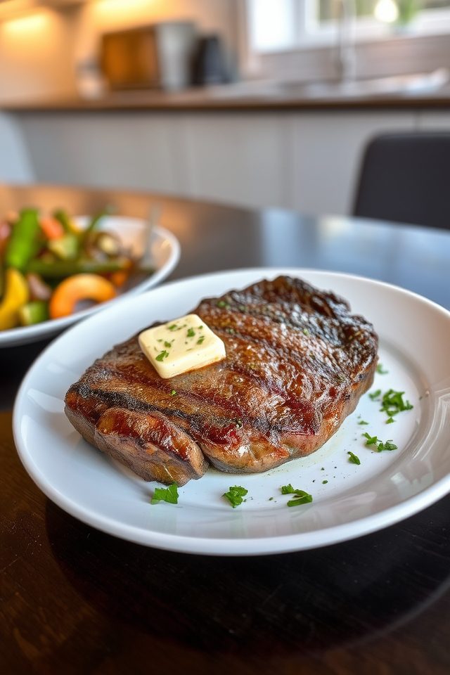 steak with garlic sauce