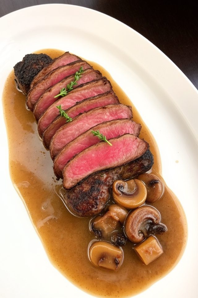 steak with mushroom gravy
