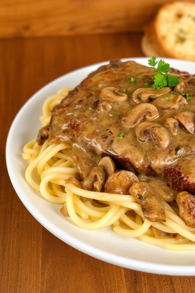 steak with mushroom gravy