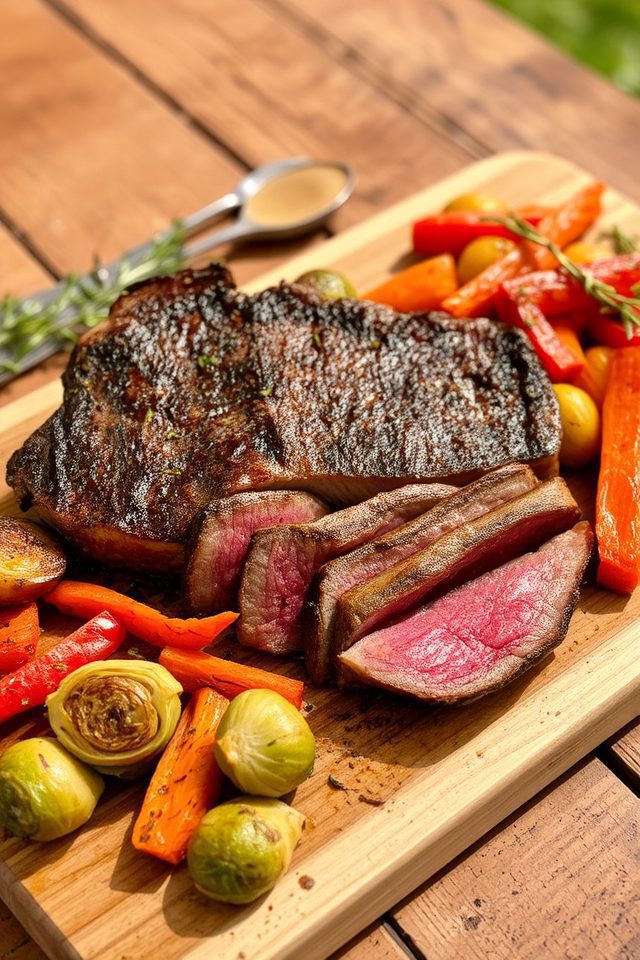 steak with roasted vegetables