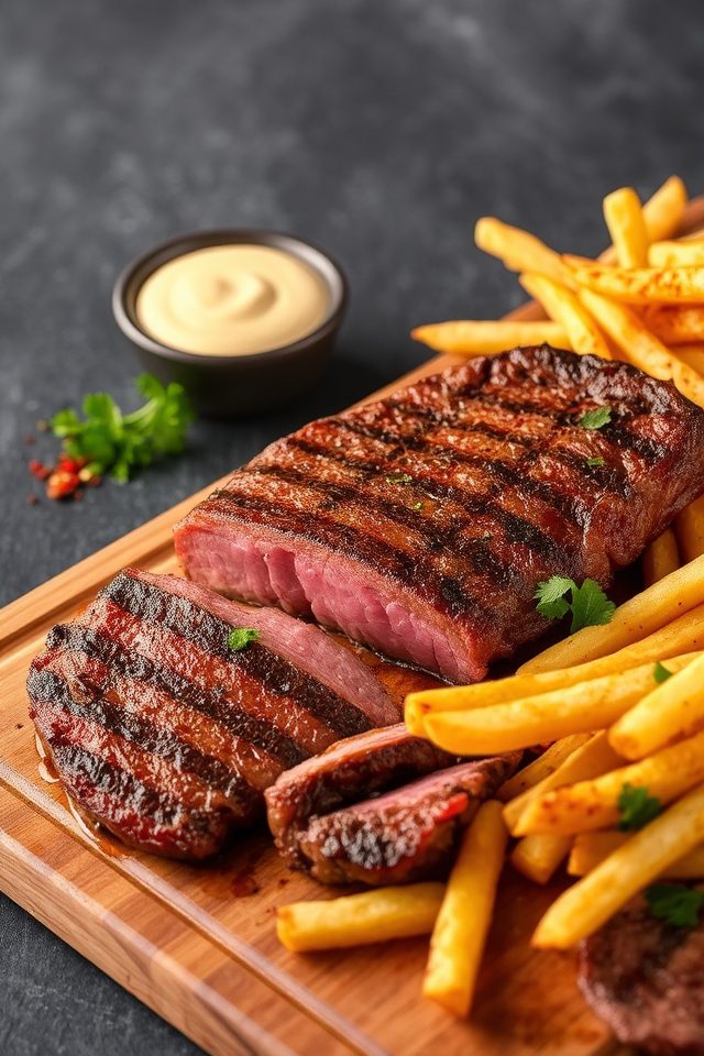 steak with spicy mayo