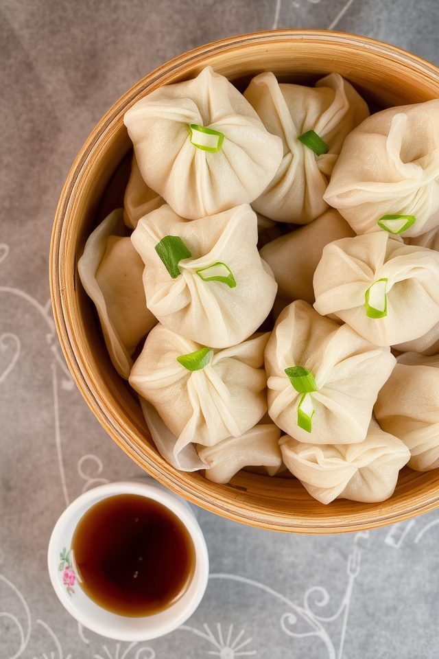 steamed dumplings with sauce