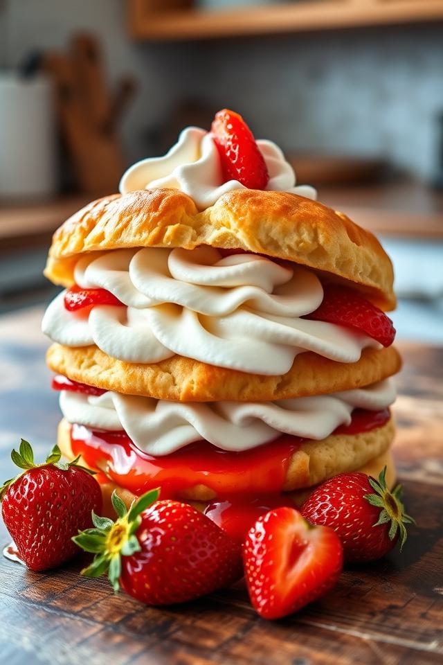strawberries biscuits whipped cream