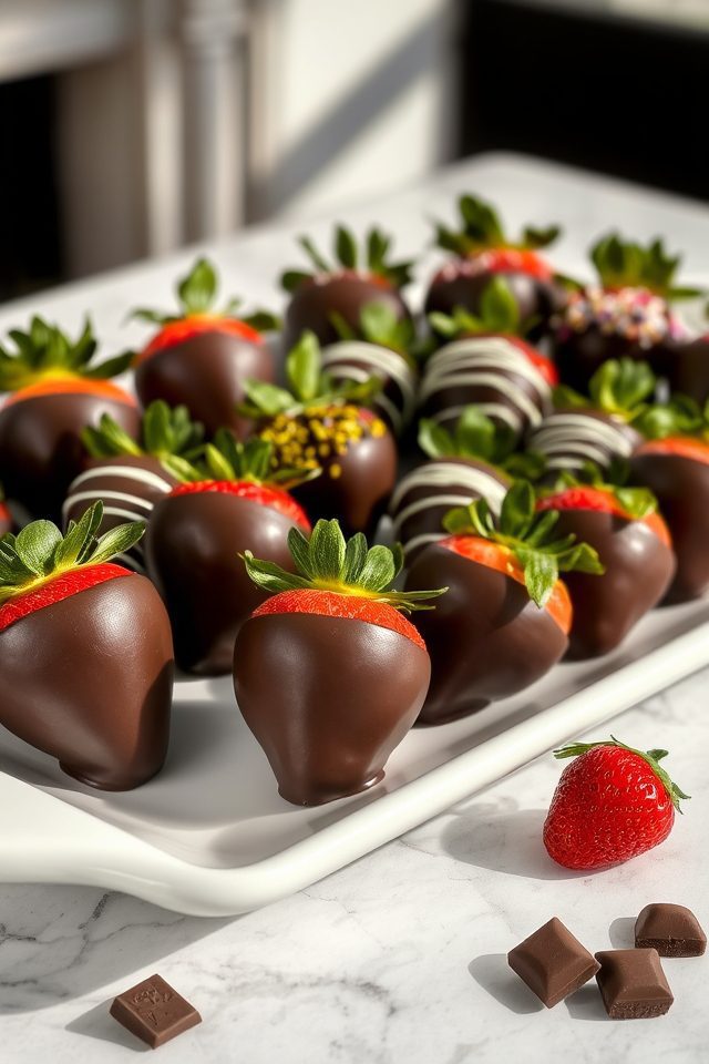 strawberries dipped in chocolate