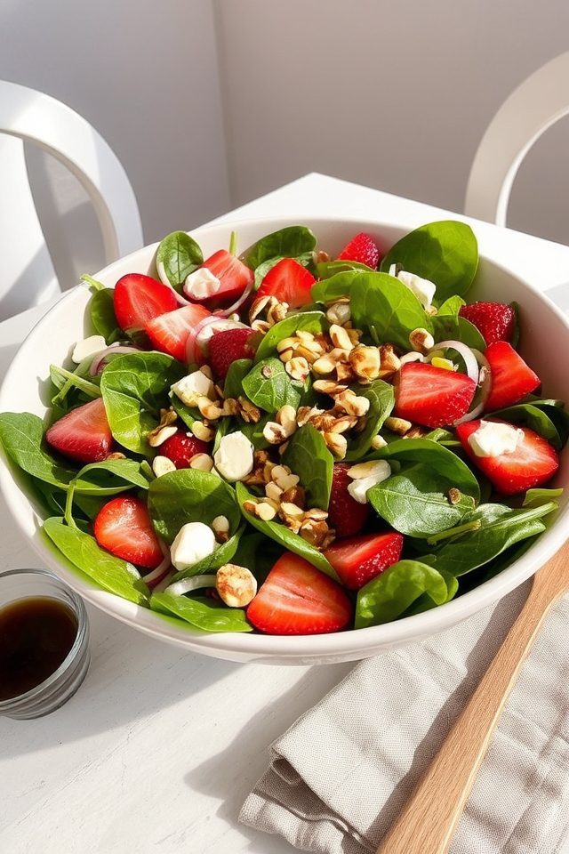 strawberries spinach goat cheese