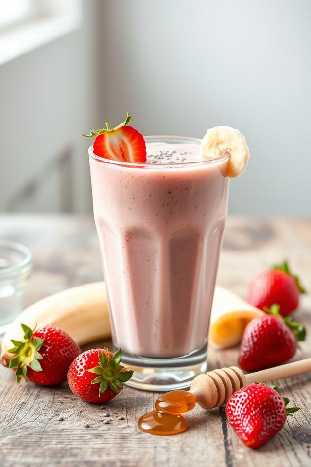 strawberry banana blended drink
