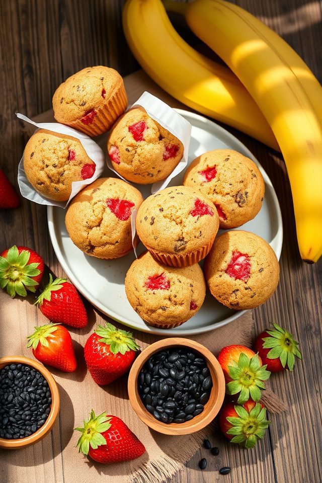 strawberry banana chia muffins