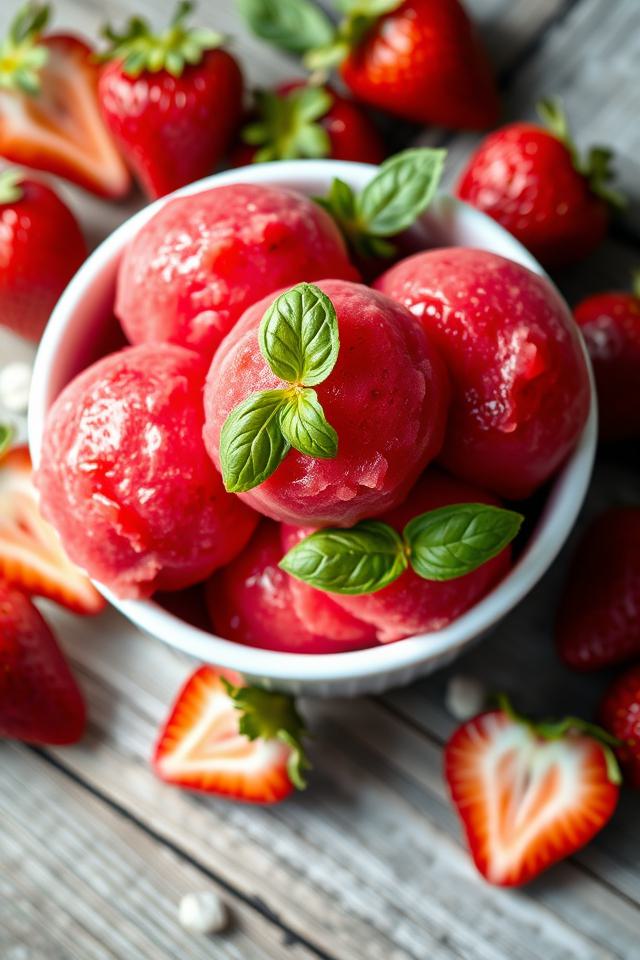 strawberry basil frozen dessert