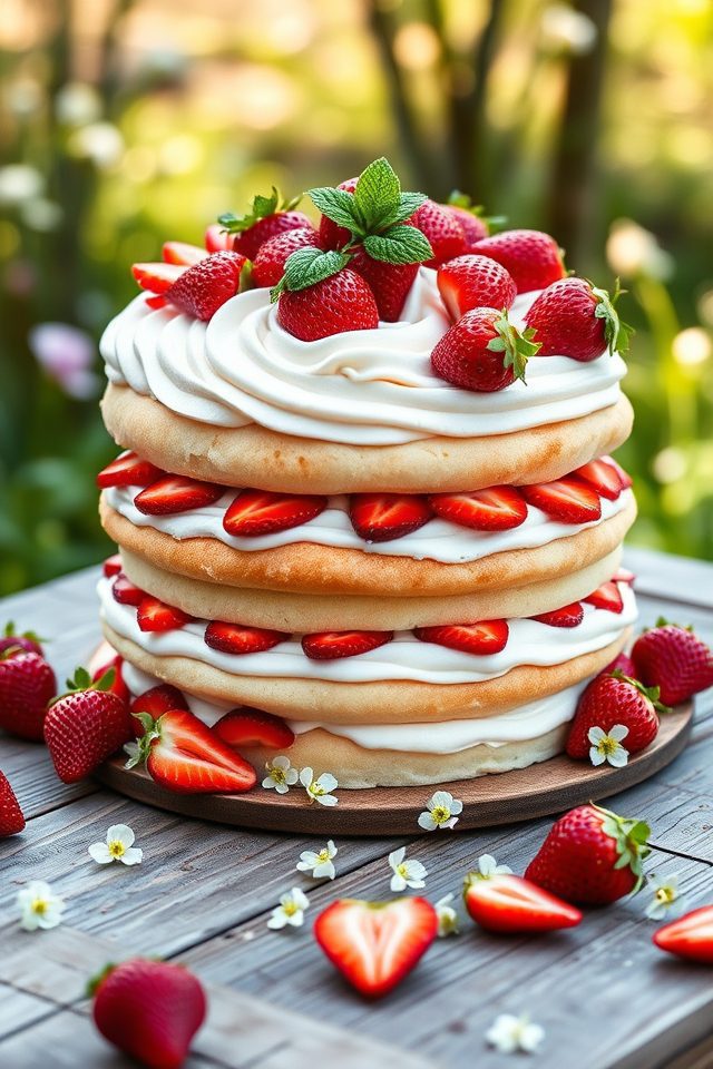 strawberry layered dessert cake