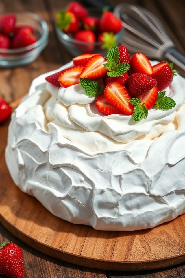 strawberry meringue cream dessert