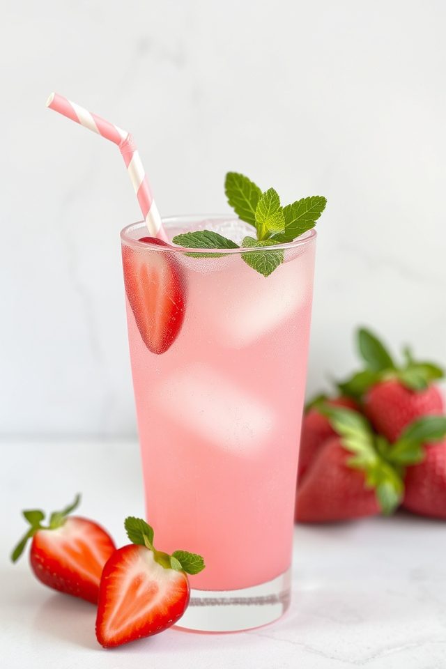 strawberry syrup pink drink