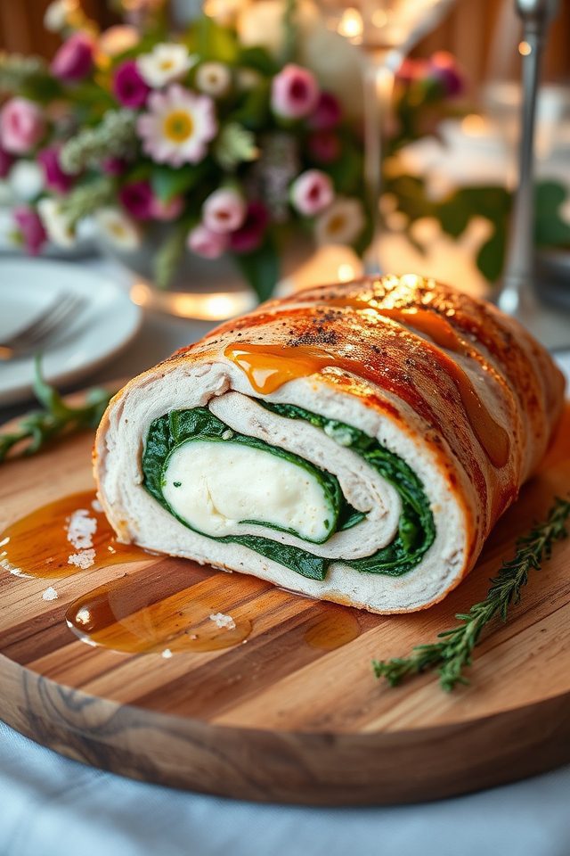 stuffed pork with spinach