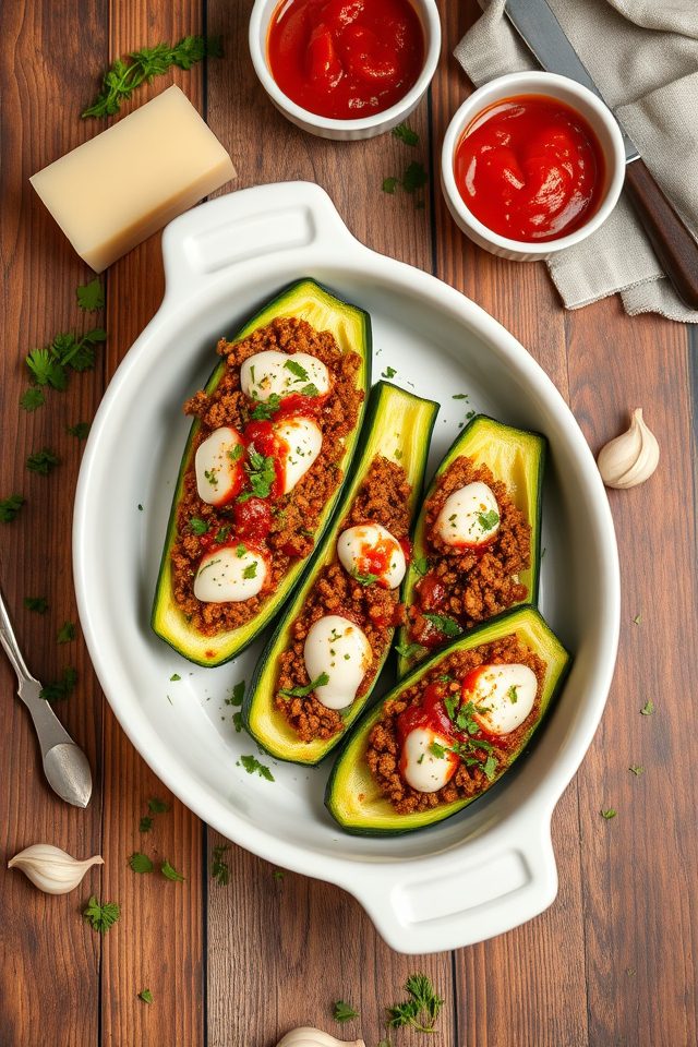 stuffed zucchini with beef