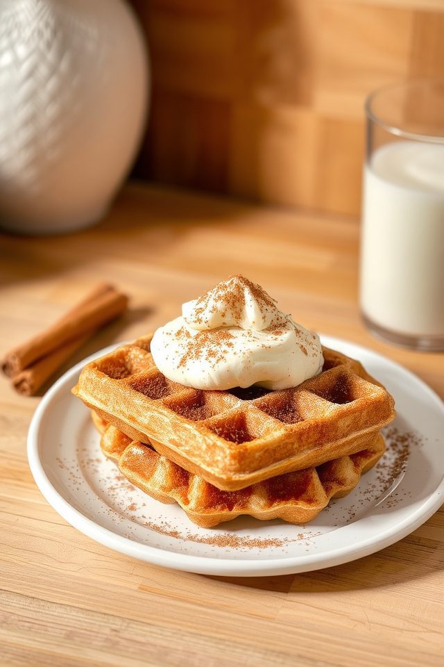 sweet cinnamon roll waffles