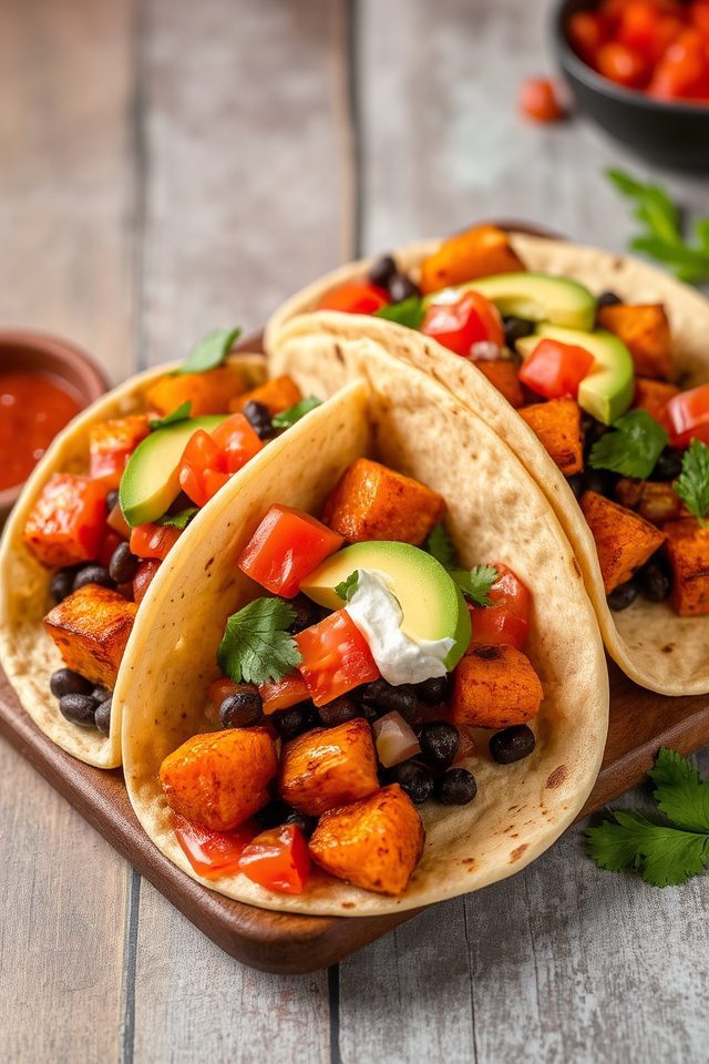 sweet potato black tacos