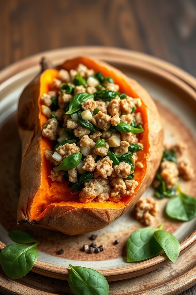 sweet potato turkey spinach