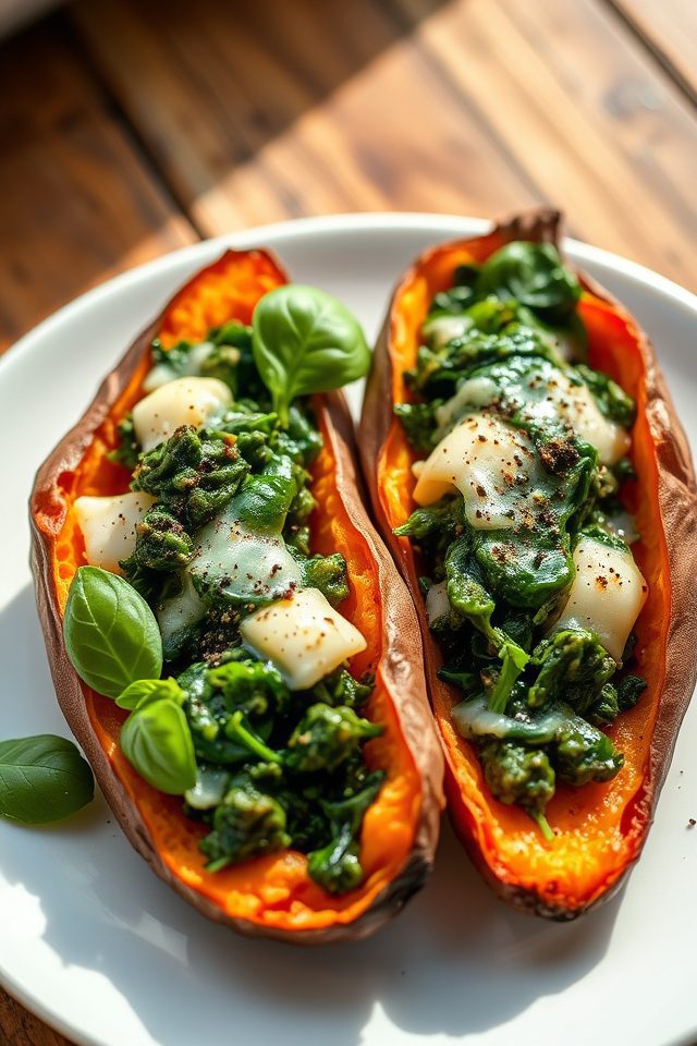 sweet potatoes stuffed spinach