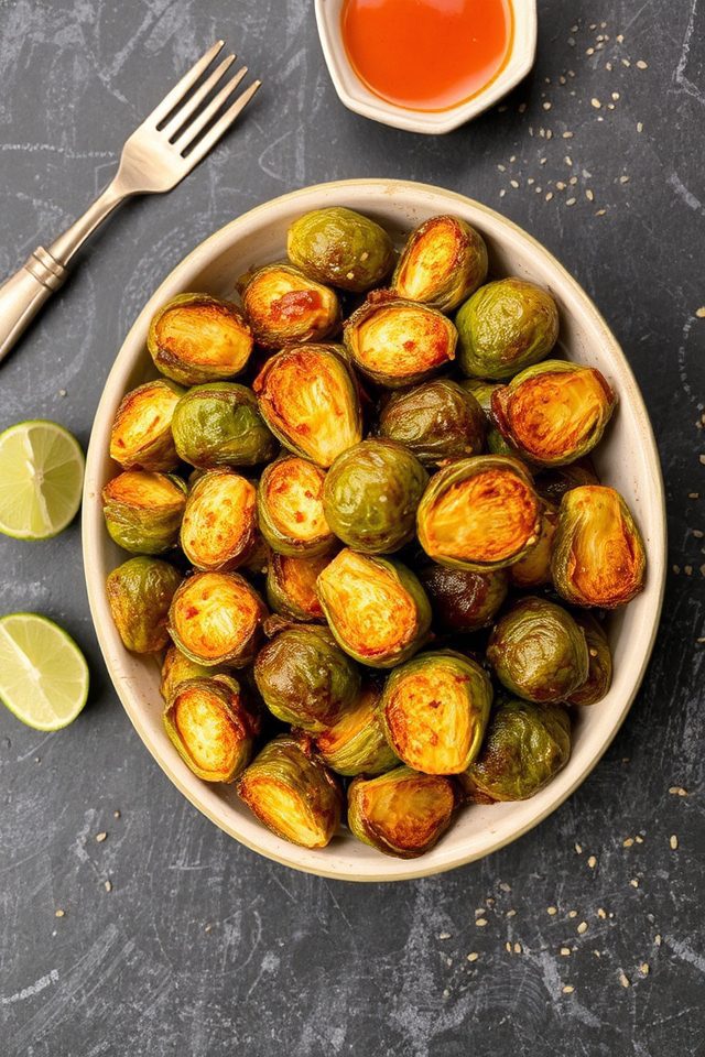sweet spicy caramelized brussels