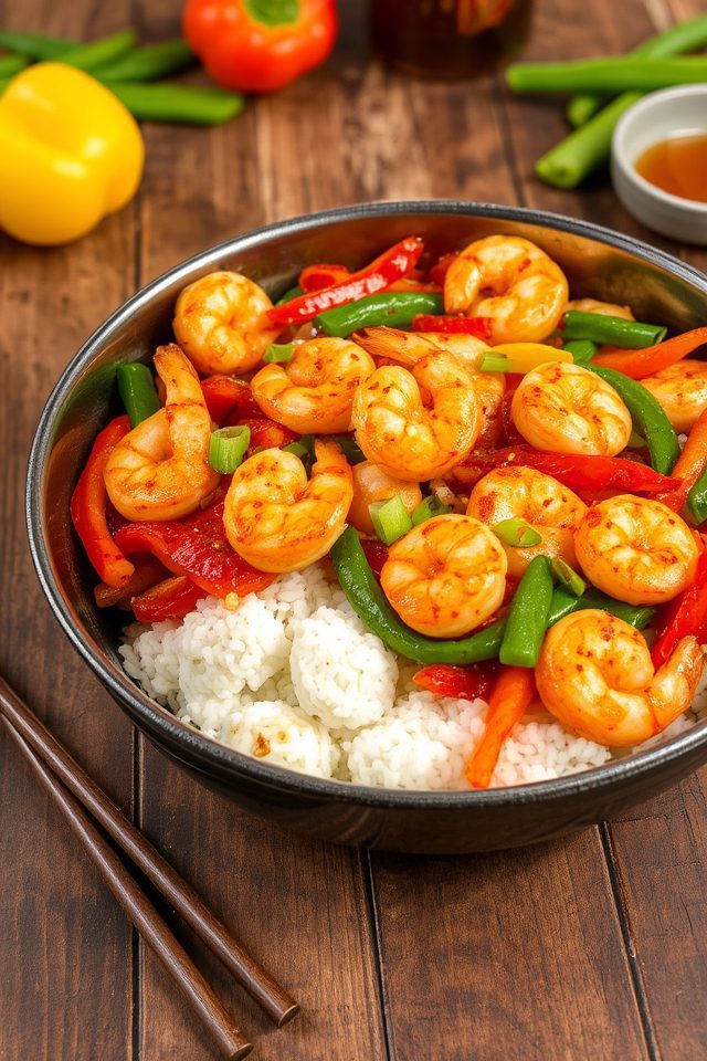 sweet spicy shrimp stir fry