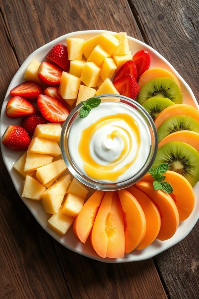 sweet yogurt fruit platter