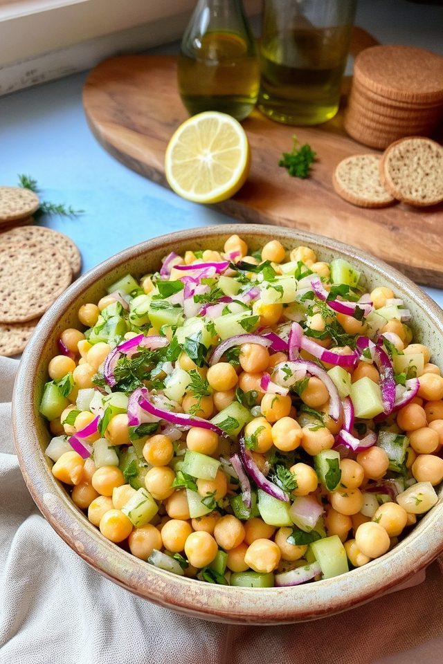 tangy protein chickpea salad