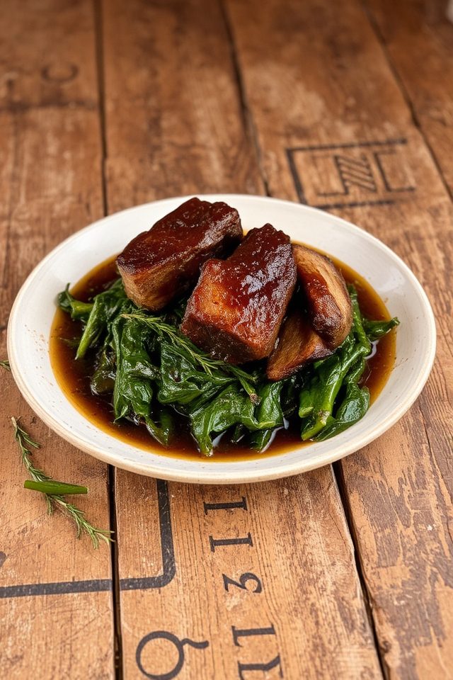 tender ribs and greens