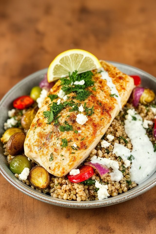 tilapia mediterranean quinoa bowl