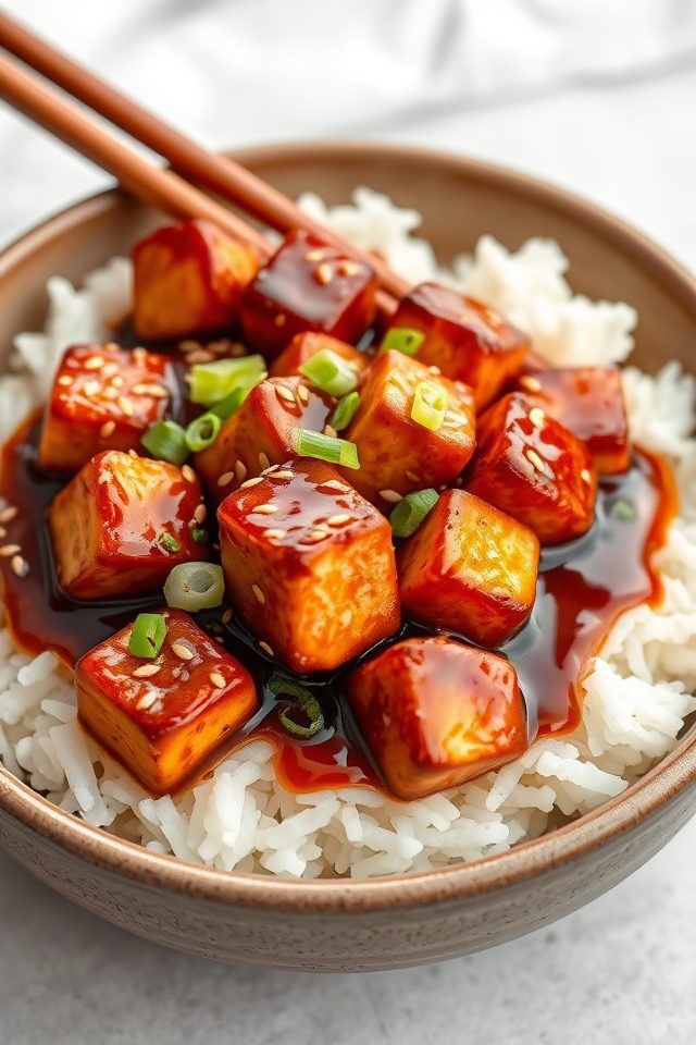 tofu rice teriyaki dish