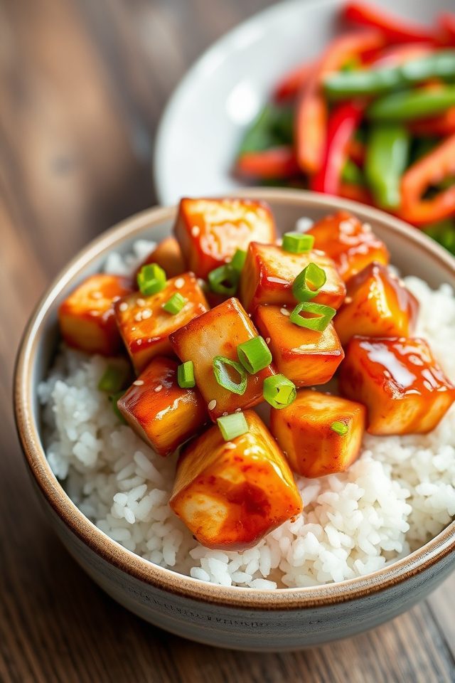 tofu with teriyaki glaze