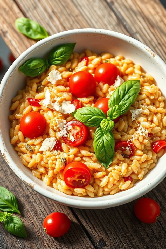 tomato basil farro risotto