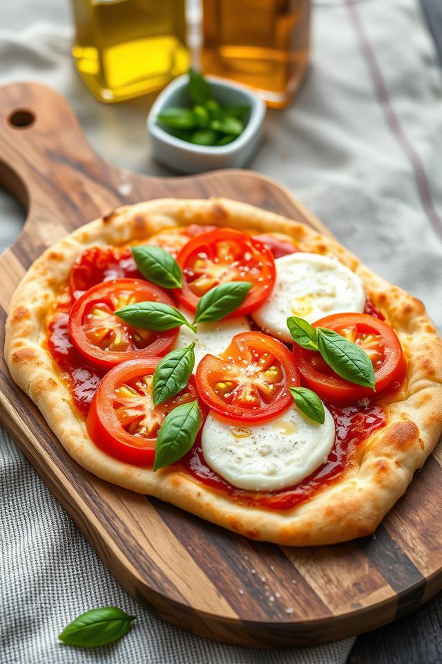 tomato basil mozzarella flatbread