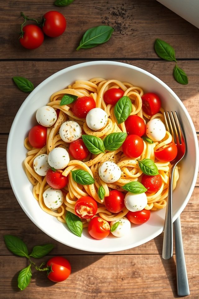 tomato mozzarella basil pasta