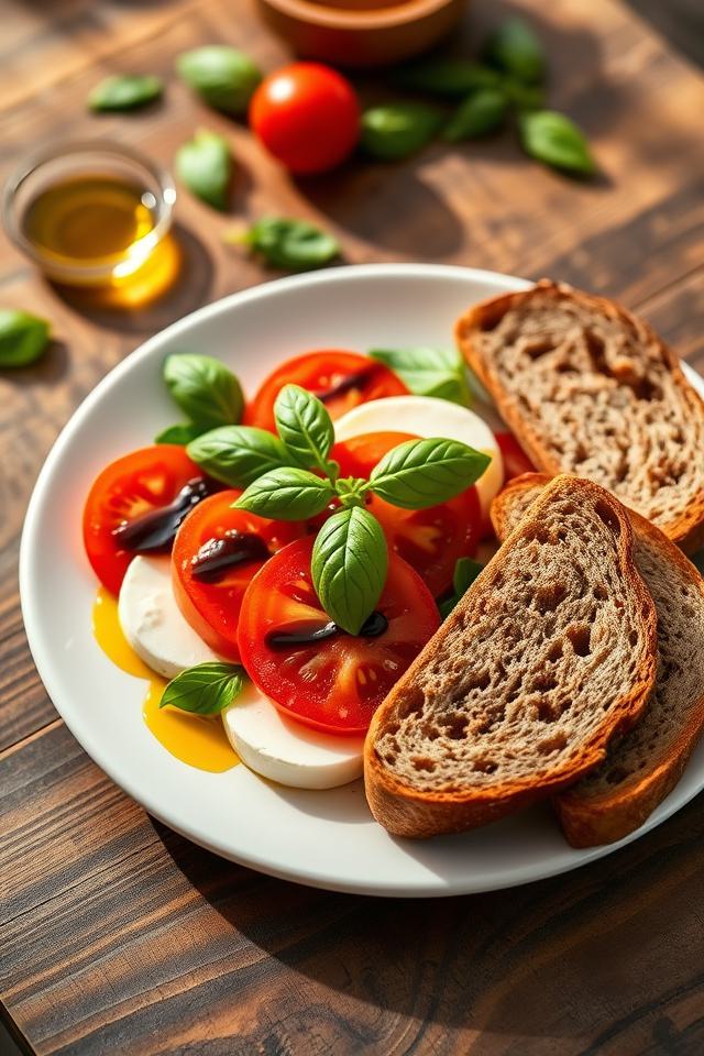 tomato mozzarella basil toast