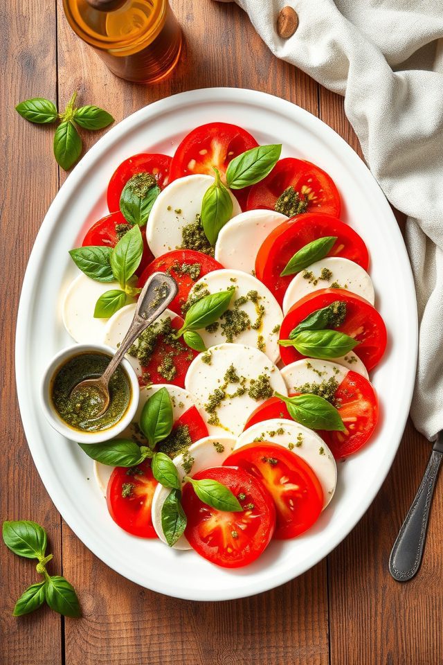 tomato mozzarella pesto salad