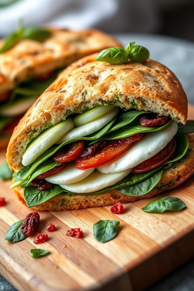tomato pesto vegetarian sandwich