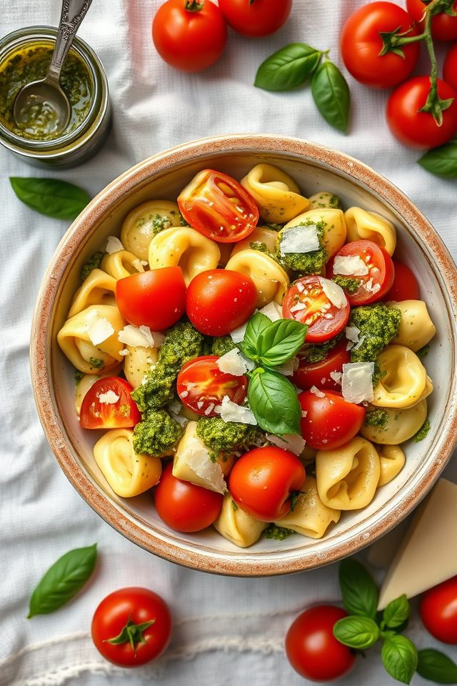 tortellini pesto cherry tomatoes