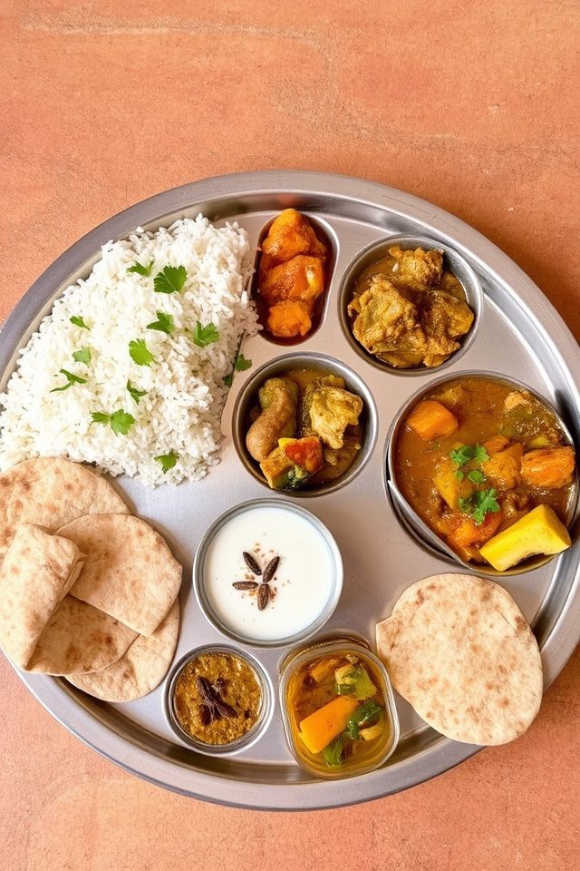 traditional indian meal thali