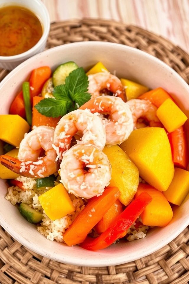 tropical coconut shrimp bowl