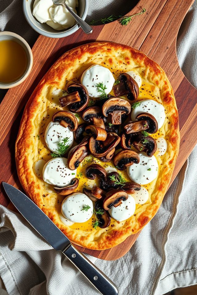truffle ricotta mushroom flatbread