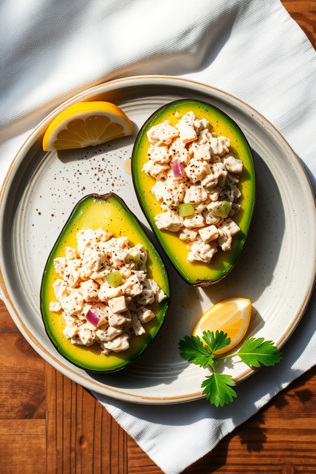 tuna filled avocado halves