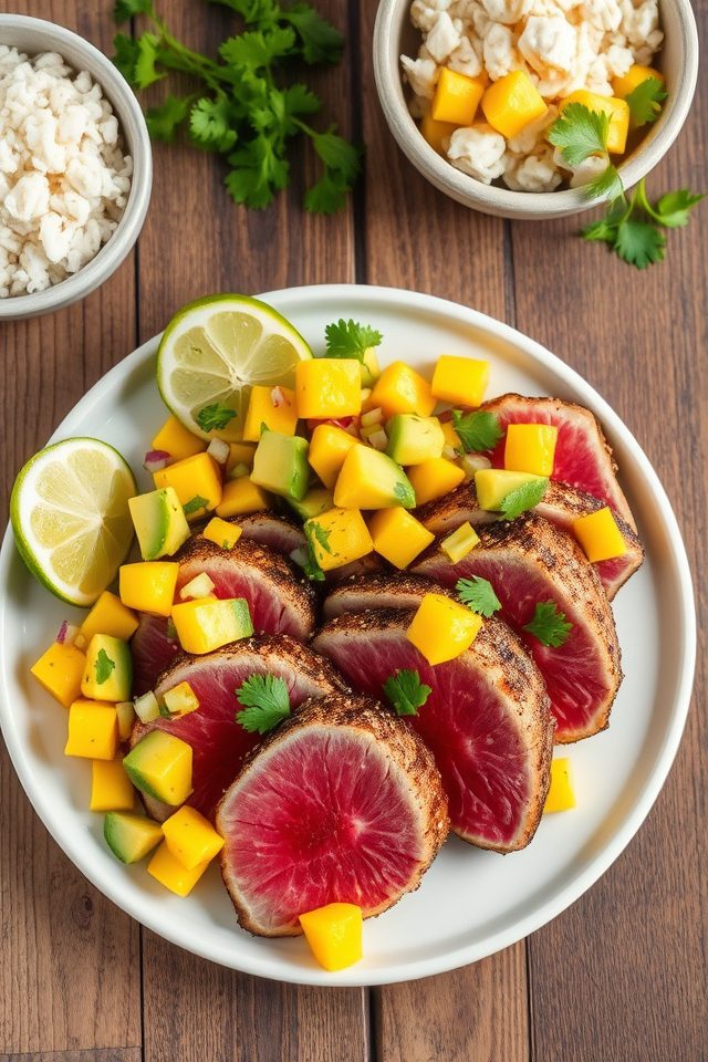 tuna paired with salsa